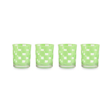 Green Check Acrylic Tumblers, Set of 4