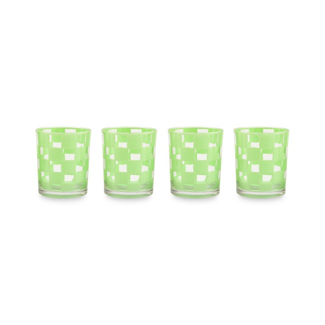 Green Check Acrylic Tumblers, Set of 4 image number 0