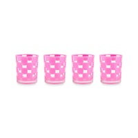 Pink Check Acrylic Tumblers, Set of 4