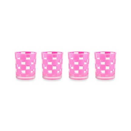 Pink Check Acrylic Tumblers, Set of 4