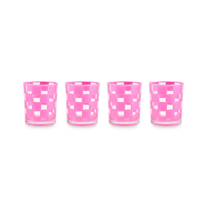 Pink Check Acrylic Tumblers, Set of 4 image number 0