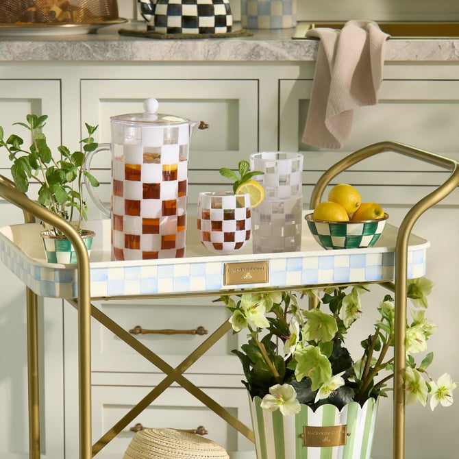 White Check Acrylic Water Goblets, Set of 4 image number 3