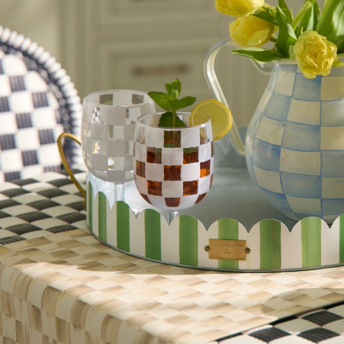 White Check Acrylic Water Goblets, Set of 4 image number 4