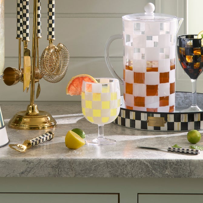 White Check Acrylic Water Goblets, Set of 4 image number 5