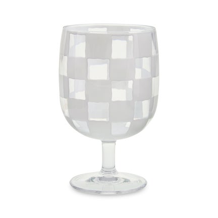 White Check Acrylic Water Goblets, Set of 4