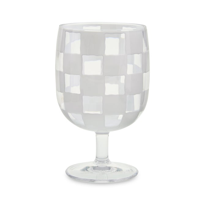 White Check Acrylic Water Goblets, Set of 4 image number 1