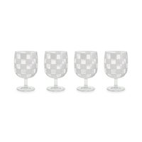 White Check Acrylic Water Goblets, Set of 4