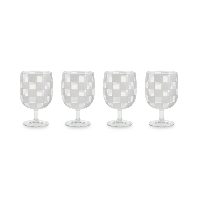 White Check Acrylic Water Goblets, Set of 4 image number 0