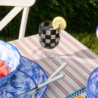 Black Check Acrylic Water Goblets, Set of 4