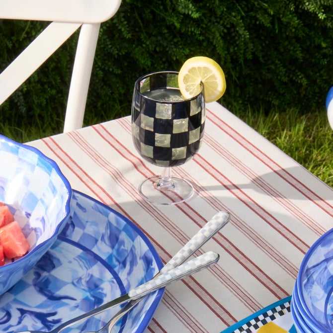 Black Check Acrylic Water Goblets, Set of 4 image number 3