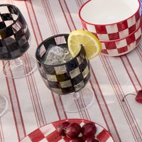 Black Check Acrylic Water Goblets, Set of 4