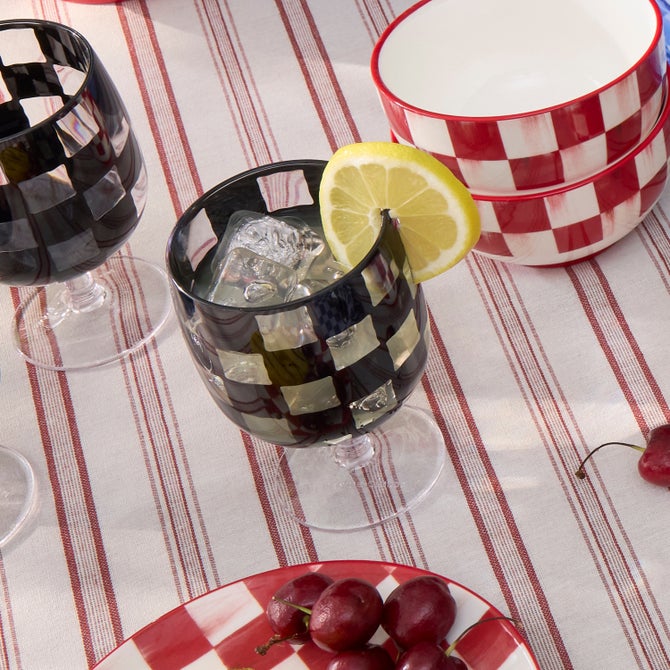 Black Check Acrylic Water Goblets, Set of 4 image number 4