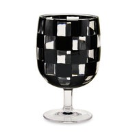 Black Check Acrylic Water Goblets, Set of 4