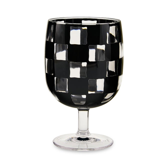 Black Check Acrylic Water Goblets, Set of 4 image number 2