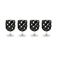 Black Check Acrylic Water Goblets, Set of 4