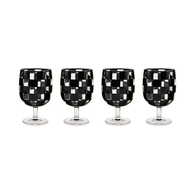 Black Check Acrylic Water Goblets, Set of 4 image number 0