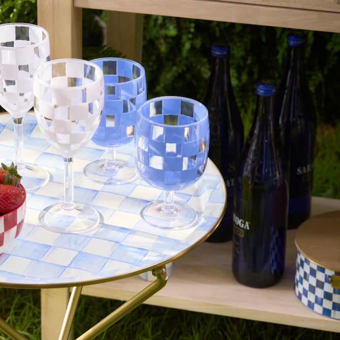 Blue Check Acrylic Water Goblets, Set of 4 image number 4
