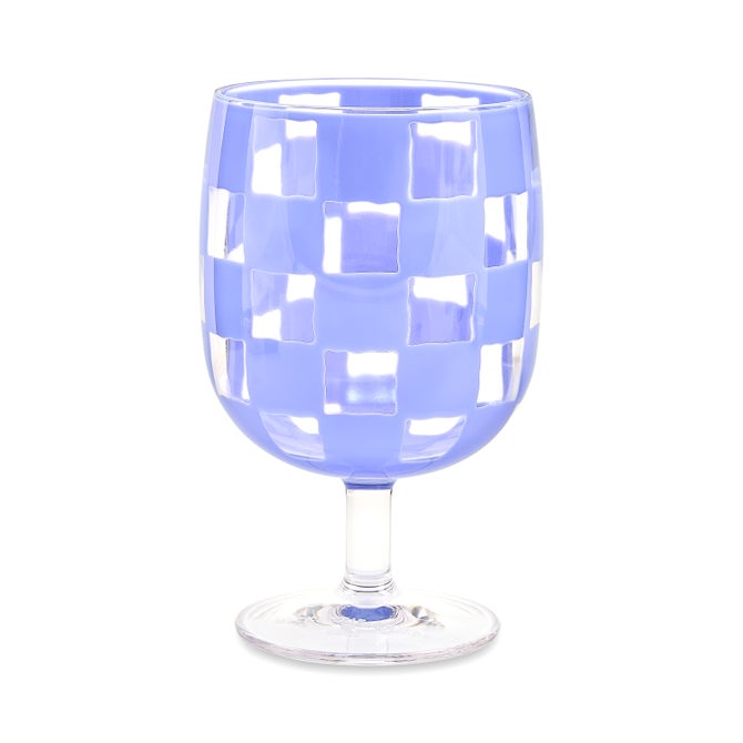 Blue Check Acrylic Water Goblets, Set of 4 image number 2