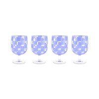 Blue Check Acrylic Water Goblets, Set of 4