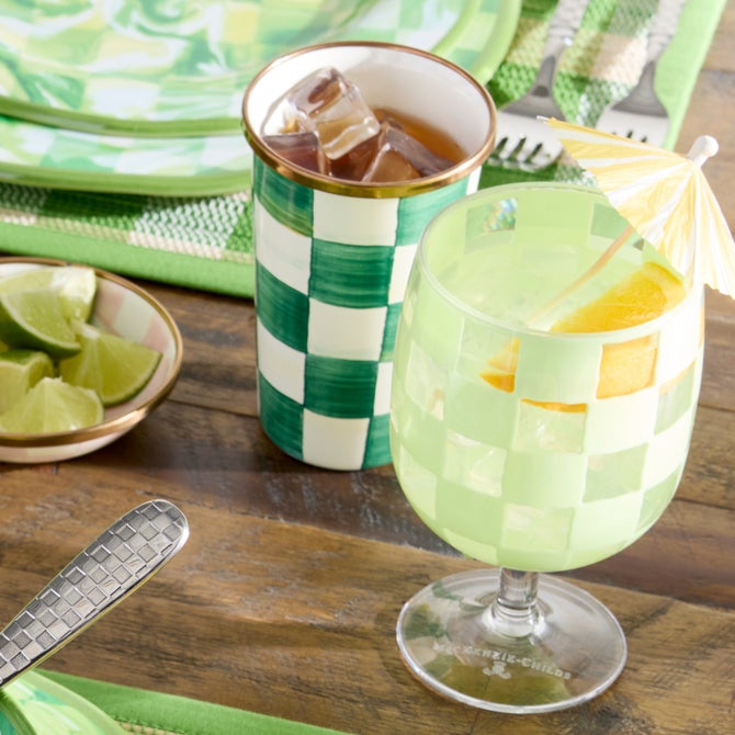 Green Check Acrylic Water Goblets, Set of 4 image number 3