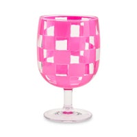 Pink Check Acrylic Water Goblets, Set of 4