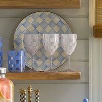 White Check Acrylic Wine Goblets, Set of 4
