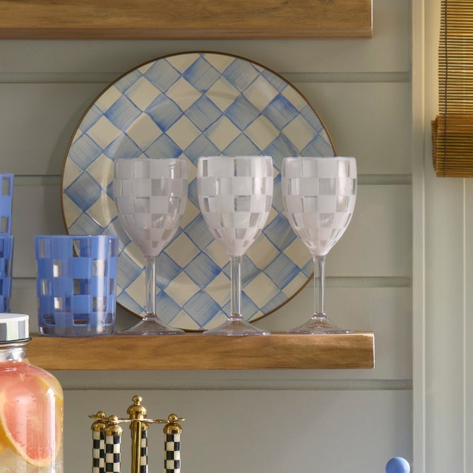 White Check Acrylic Wine Goblets, Set of 4 image number 3