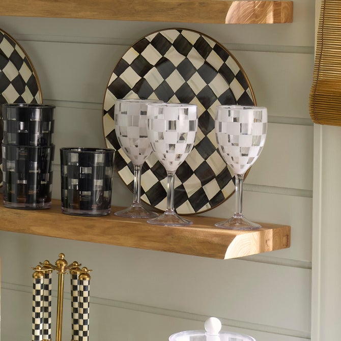 White Check Acrylic Wine Goblets, Set of 4 image number 4