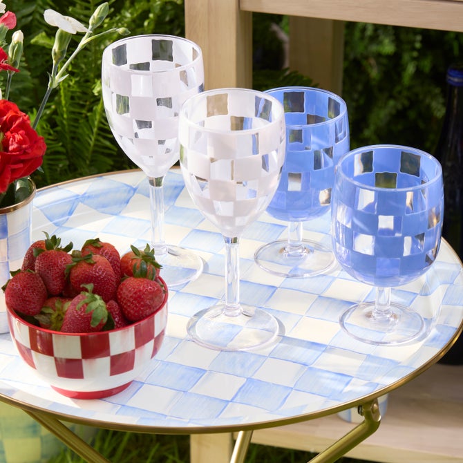 White Check Acrylic Wine Goblets, Set of 4 image number 5