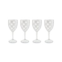 White Check Acrylic Wine Goblets, Set of 4