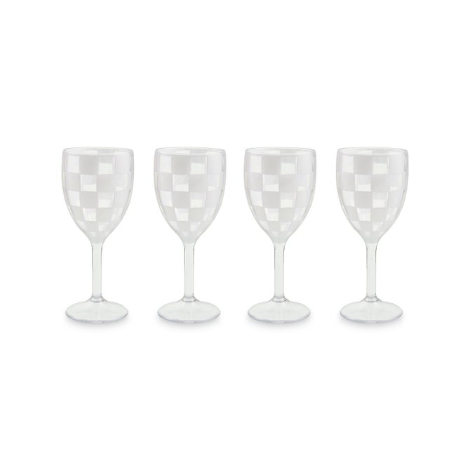 White Check Acrylic Wine Goblets, Set of 4 image number 1