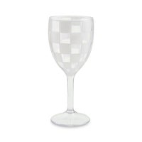 White Check Acrylic Wine Goblets, Set of 4