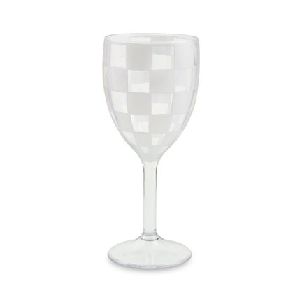 White Check Acrylic Wine Goblets, Set of 4