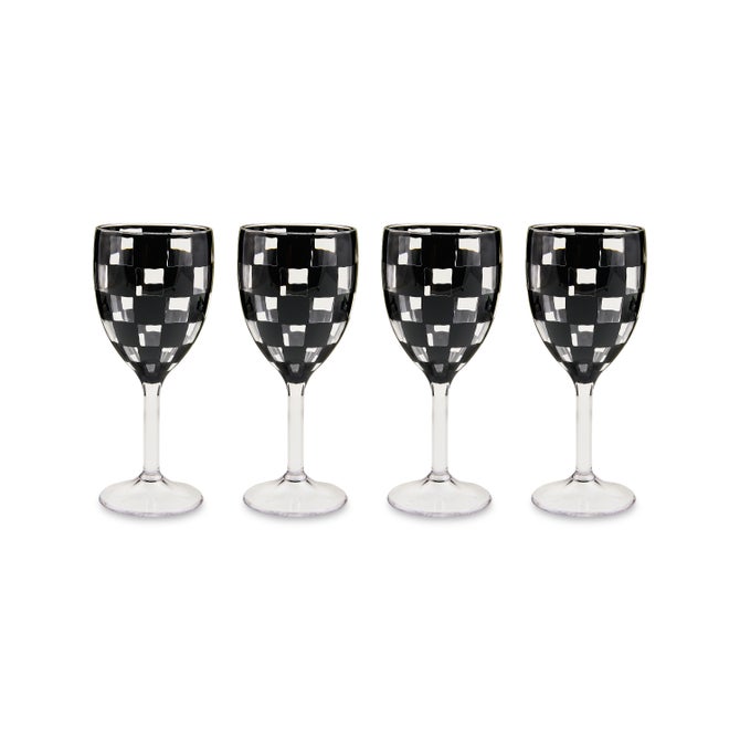 Black Check Acrylic Wine Goblets, Set of 4 image number 2