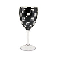 Black Check Acrylic Wine Goblets, Set of 4