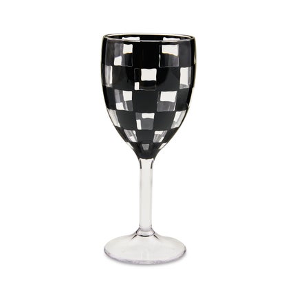 Black Check Acrylic Wine Goblets, Set of 4