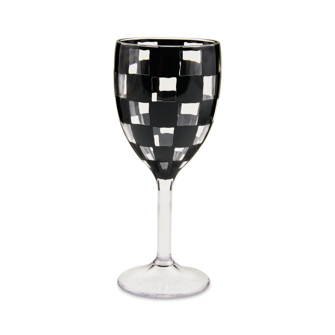 Black Check Acrylic Wine Goblets, Set of 4 image number 0