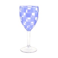 Blue Check Acrylic Wine Goblets, Set of 4
