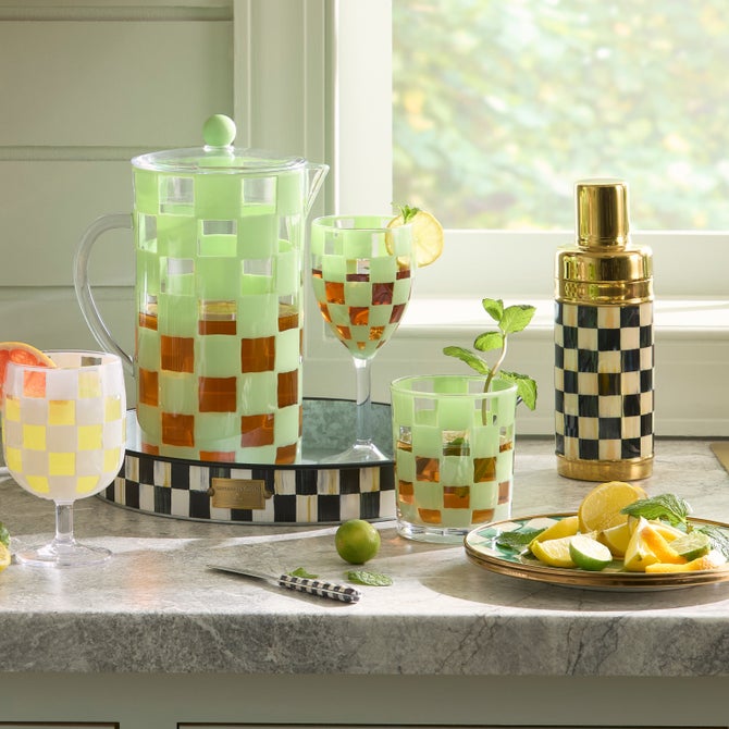 Green Check Acrylic Wine Goblets, Set of 4 image number 3
