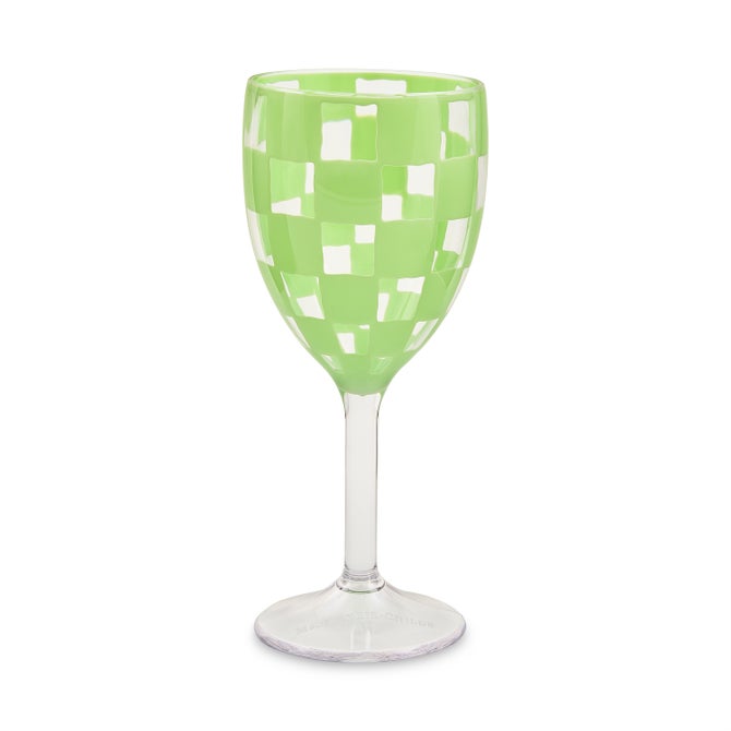 Green Check Acrylic Wine Goblets, Set of 4 image number 0