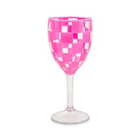 Pink Check Acrylic Wine Goblets, Set of 4
