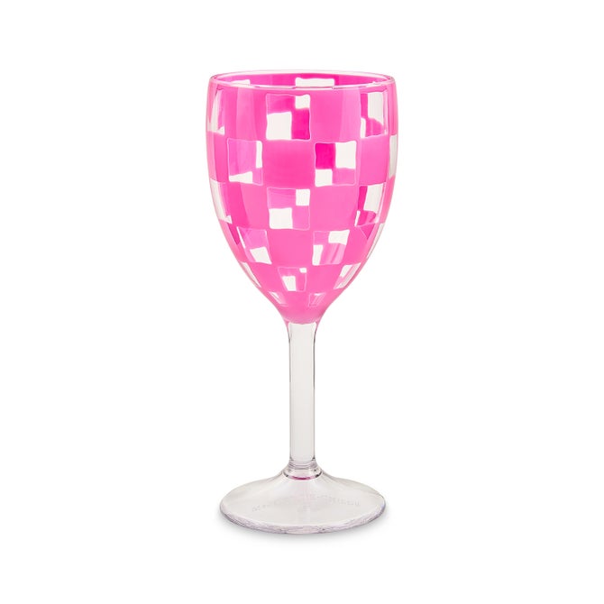 Pink Check Acrylic Wine Goblets, Set of 4 image number 0