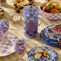 Blue Check Acrylic Pitcher