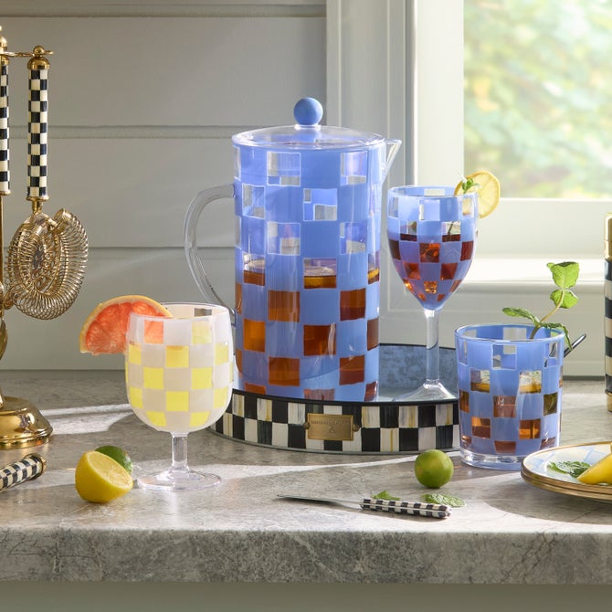 Blue Check Acrylic Pitcher image number 3