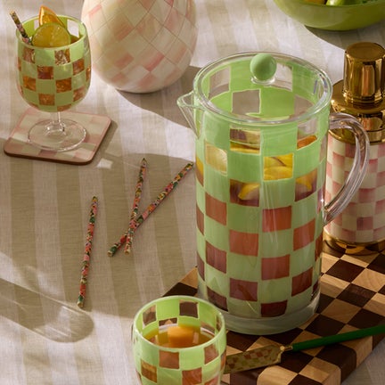 Green Check Acrylic Pitcher