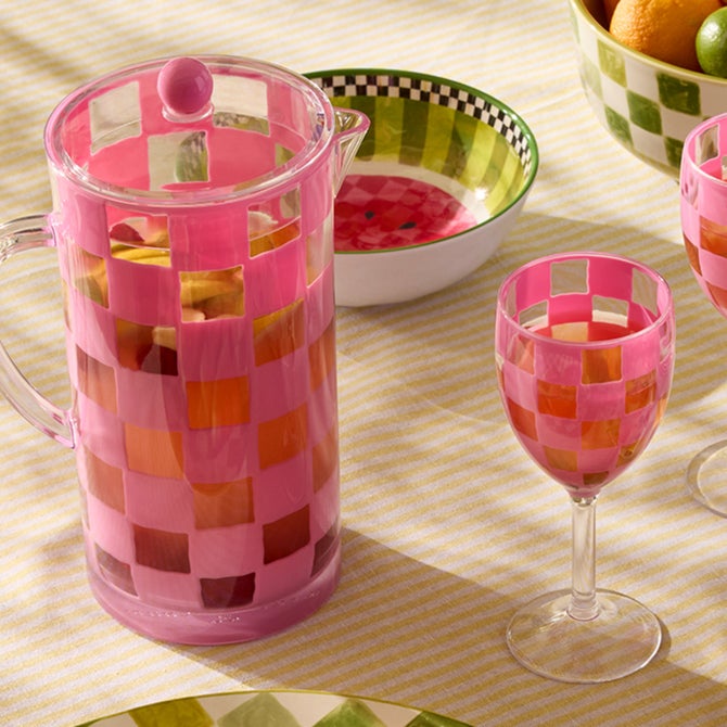 Pink Check Acrylic Pitcher image number 1