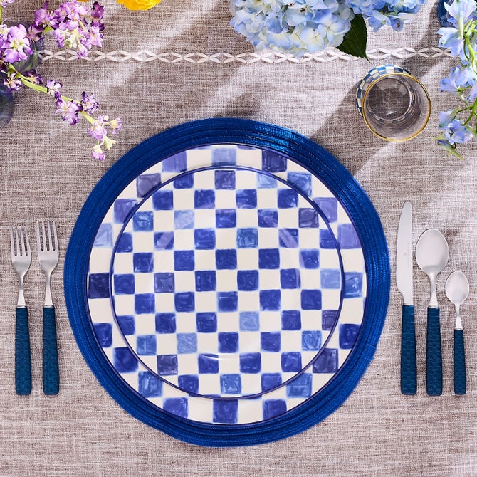 Indigo Check Dinner Plate image number 1