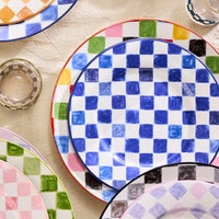 Indigo Check Dinner Plate
