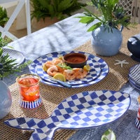 Indigo Check Dinner Plate