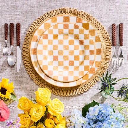 Honey Check Dinner Plate